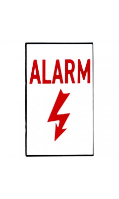 Emaljskylt ALARM (whithout holes) vit - röd 6 x 10 cm modell 33