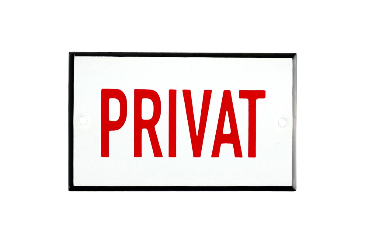 Emaljskylt PRIVAT vit - röd 10 x 6 cm modell 33 Emaljskylt PRIVAT vit - röd 10 x 6 cm modell 33