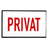 Emaljskylt PRIVAT vit - röd 10 x 6 cm modell 33