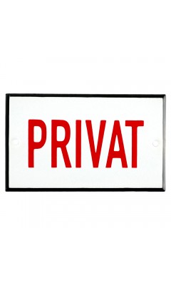 Emaljskylt PRIVAT vit - röd 10 x 6 cm modell 33 Emaljskylt PRIVAT vit - röd 10 x 6 cm modell 33