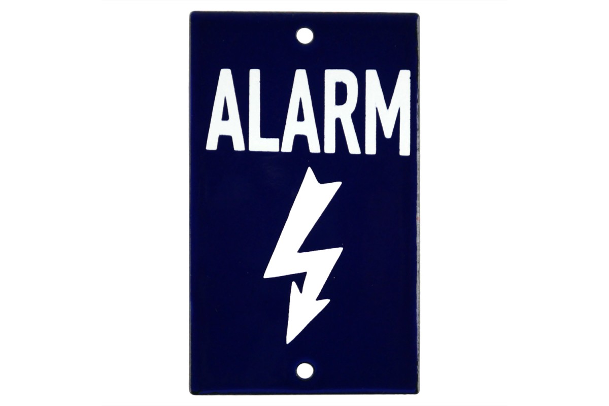 Emaljskylt ALARM blå - vit 6 x 10 cm modell 34 Emaljskylt ALARM blå - vit 6 x 10 cm modell 34