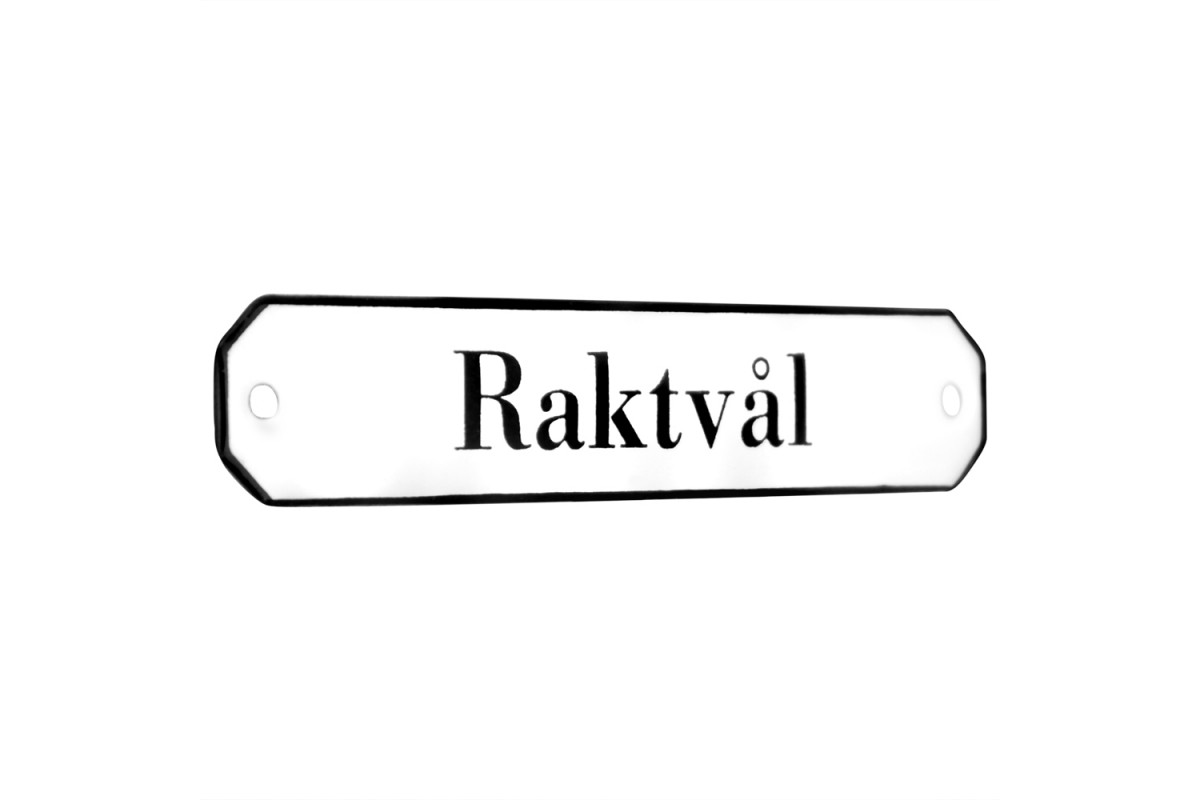 Emaljskylt Raktvål vit - svart 10 x 2 cm modell 30 Emaljskylt Raktvål vit - svart 10 x 2 cm modell 30