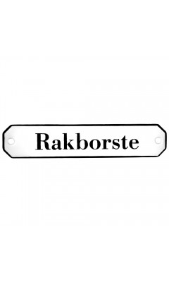 Emaljskylt Rakborste vit - svart 10 x 2 cm modell 30 Emaljskylt Rakborste vit - svart 10 x 2 cm modell 30