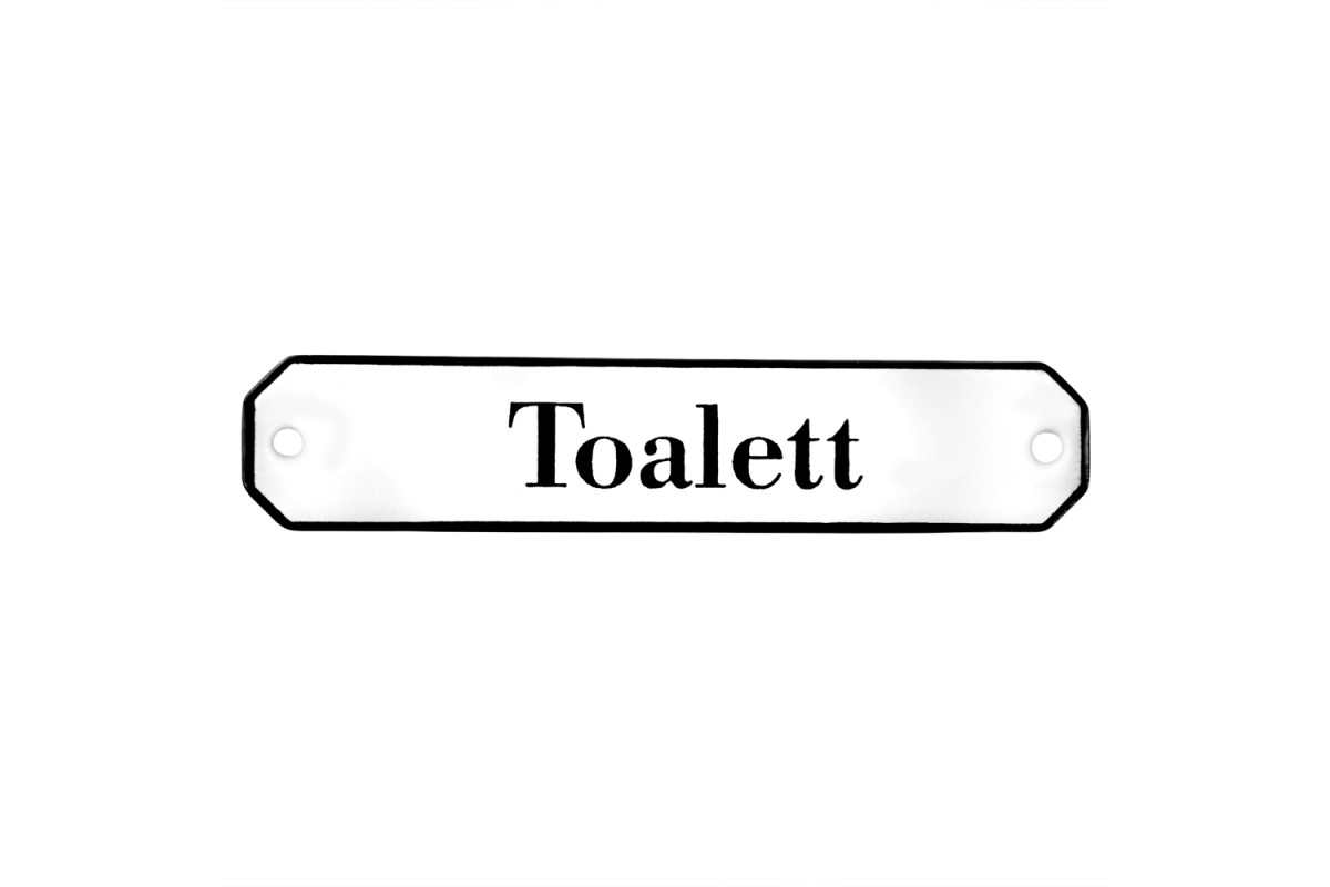 Emaljskylt Toalett vit - svart 10 x 2 cm modell 30 Emaljskylt Toalett vit - svart 10 x 2 cm modell 30