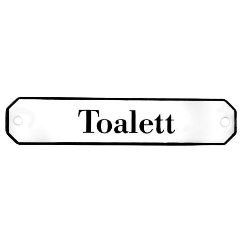 Emaljskylt Toalett vit - svart 10 x 2 cm modell 30 Emaljskylt Toalett vit - svart 10 x 2 cm modell 30