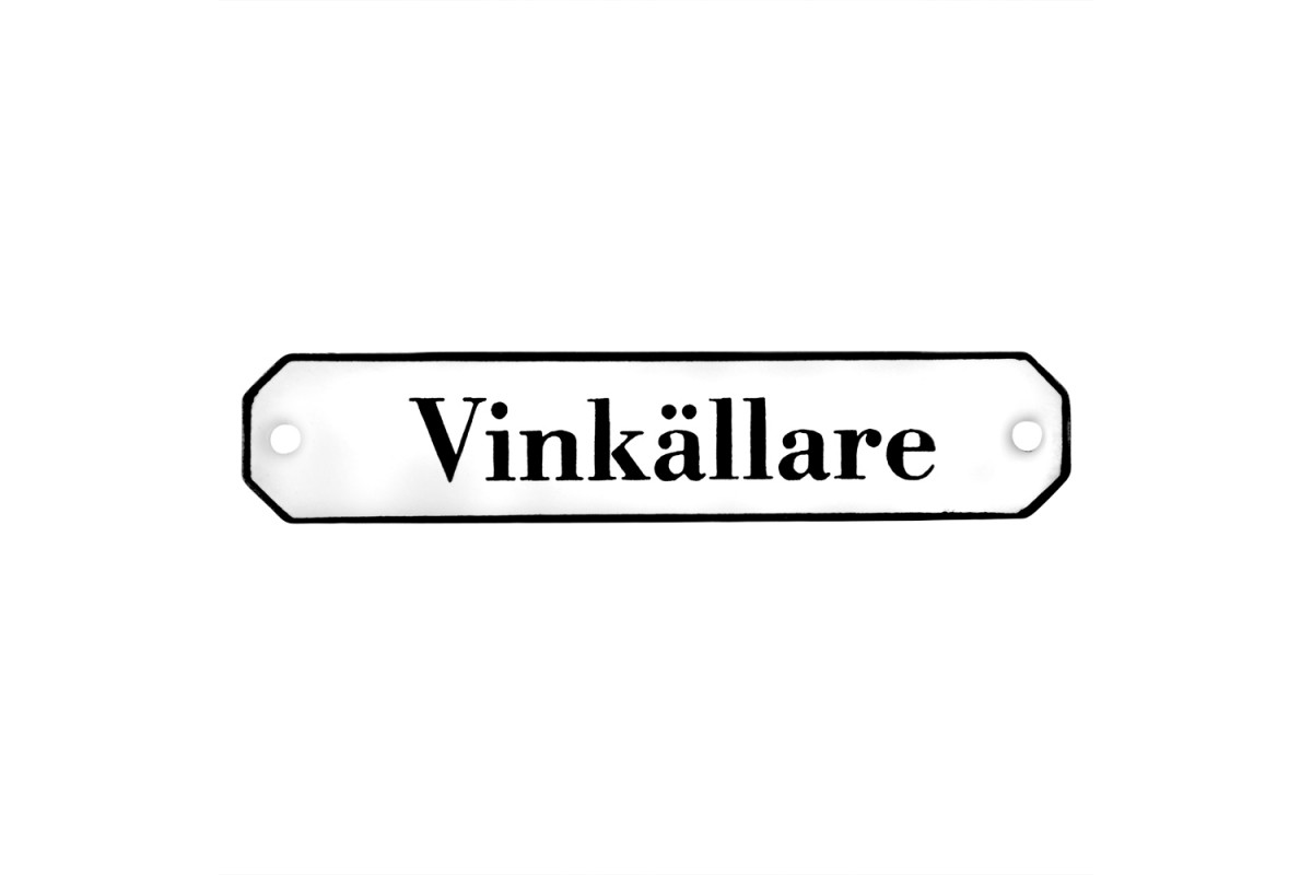 Emaljskylt Vinkällare vit - svart 10 x 2 cm modell 30 Emaljskylt Vinkällare vit - svart 10 x 2 cm modell 30