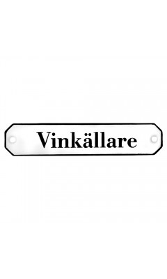 Emaljskylt Vinkällare vit - svart 10 x 2 cm modell 30 Emaljskylt Vinkällare vit - svart 10 x 2 cm modell 30