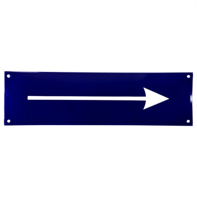 Emaljskylt Arrow blå - vit 35 x 10 cm modell 11