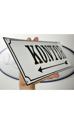 Emaljskylt KONTOR pil vänster vit - svart 45 x 15 cm modell 10 Emaljskylt KONTOR pil vänster vit - svart 45 x 15 cm modell 10