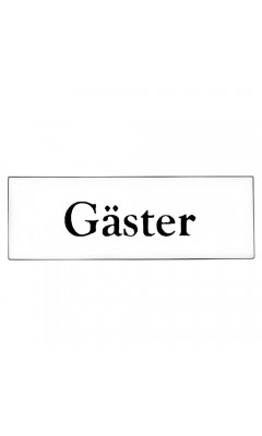 Emaljskylt Gäster vit - svart 6 x 2 cm modell 9 Emaljskylt Gäster vit - svart 6 x 2 cm modell 9