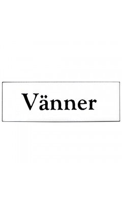 Emaljskylt Vänner vit - svart 6 x 2 cm modell 9 Emaljskylt Vänner vit - svart 6 x 2 cm modell 9