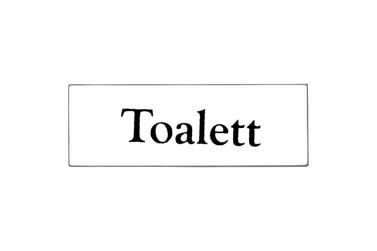 Emaljskylt Toalett vit - svart 6 x 2 cm modell 9 Emaljskylt Toalett vit - svart 6 x 2 cm modell 9