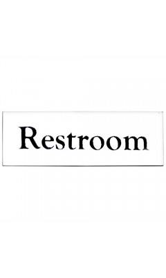 Emaljskylt Restroom vit - svart 6 x 2 cm modell 9 Emaljskylt Restroom vit - svart 6 x 2 cm modell 9