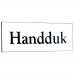 Emaljskylt Handduk vit - svart 6 x 2 cm modell 9
