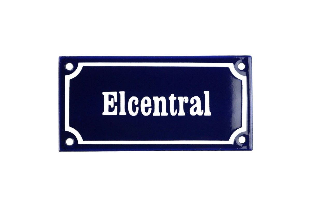 Emaljskylt Elcentral blå - vit 15 x 7,5 cm modell 11 Emaljskylt Elcentral blå - vit 15 x 7,5 cm modell 11