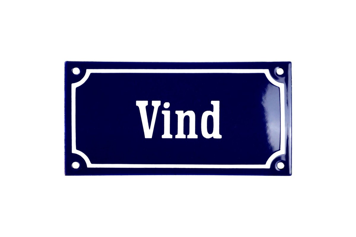 Emaljskylt Vind blå - vit 15 x 7,5 cm modell 11 Emaljskylt Vind blå - vit 15 x 7,5 cm modell 11