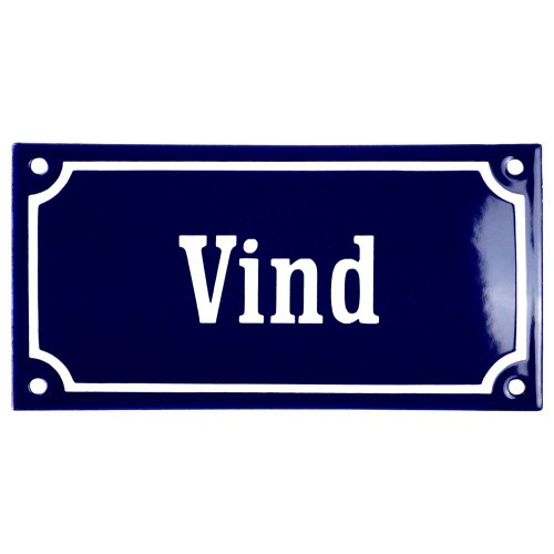 Emaljskylt Vind blå - vit 15 x 7,5 cm modell 11