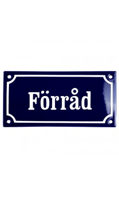 Emaljskylt Förråd blå - vit 15 x 7,5 cm modell 11 Emaljskylt Förråd blå - vit 15 x 7,5 cm modell 11