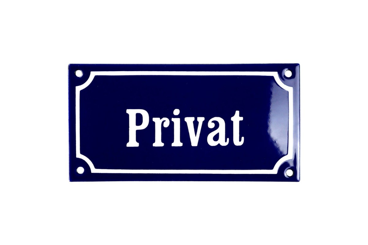 Emaljskylt Privat blå - vit 15 x 7,5 cm modell 11 Emaljskylt Privat blå - vit 15 x 7,5 cm modell 11