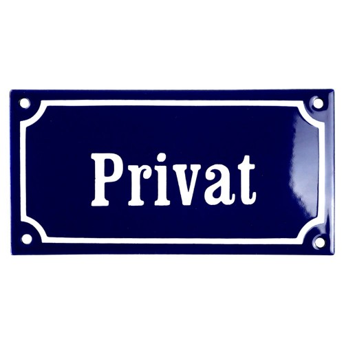 Emaljskylt Privat blå - vit 15 x 7,5 cm modell 11