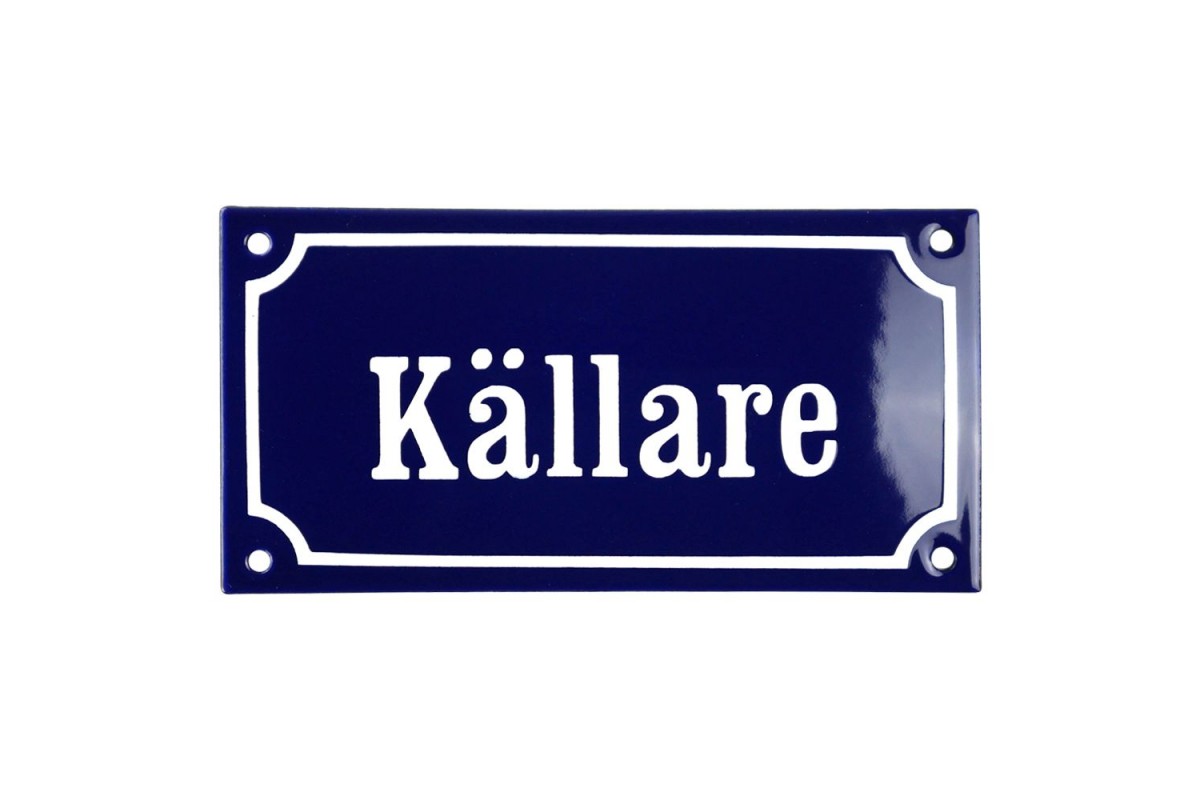 Emaljskylt Källare blå - vit 15 x 7,5 cm modell 11 Emaljskylt Källare blå - vit 15 x 7,5 cm modell 11