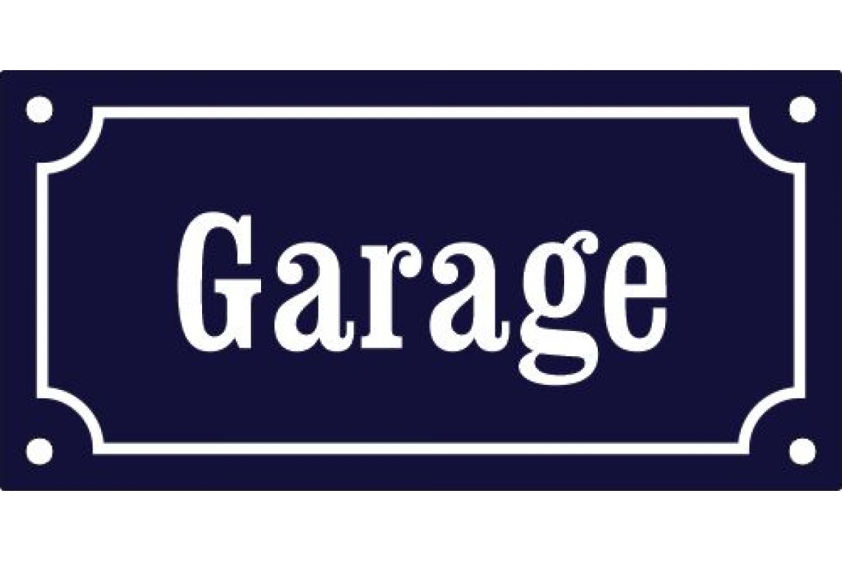 Emaljskylt Garage blå - vit 15 x 7,5 cm modell 11 Emaljskylt Garage blå - vit 15 x 7,5 cm modell 11