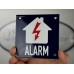 Emaljskylt ALARM flash blå - vit 10 x 10 cm modell 34