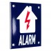 Emaljskylt ALARM flash blå - vit 10 x 10 cm modell 34
