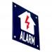 Emaljskylt ALARM flash blå - vit 10 x 10 cm modell 34