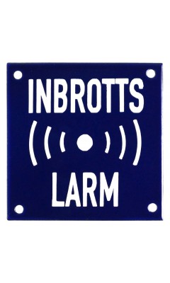 Emaljskylt INBROTTS LARM blå - vit 10 x 10 cm modell 34 Emaljskylt INBROTTS LARM blå - vit 10 x 10 cm modell 34