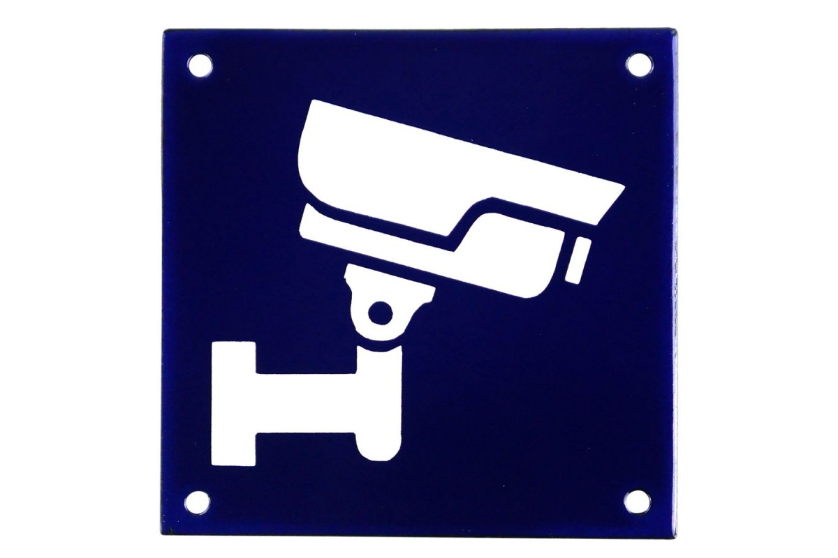 Emaljskylt CCTV blå - vit 10 x 10 cm modell 34 Emaljskylt CCTV blå - vit 10 x 10 cm modell 34