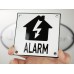 Emaljskylt ALARM flash vit - svart 10 x 10 cm modell 35 Emaljskylt ALARM flash vit - svart 10 x 10 cm modell 35