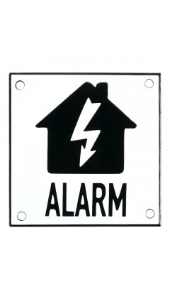 Emaljskylt ALARM flash vit - svart 10 x 10 cm modell 35 Emaljskylt ALARM flash vit - svart 10 x 10 cm modell 35