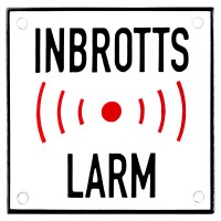 Emaljskylt INBROTTS LARM vit - svart 10 x 10 cm modell 35 Emaljskylt INBROTTS LARM vit - svart 10 x 10 cm modell 35