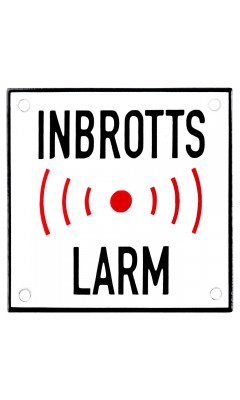 Emaljskylt INBROTTS LARM vit - svart 10 x 10 cm modell 35 Emaljskylt INBROTTS LARM vit - svart 10 x 10 cm modell 35