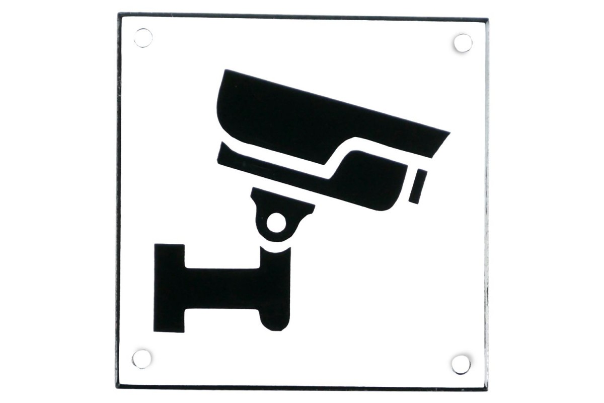 Emaljskylt CCTV vit - svart 10 x 10 cm modell 35 Emaljskylt CCTV vit - svart 10 x 10 cm modell 35