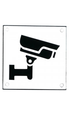 Emaljskylt CCTV vit - svart 10 x 10 cm modell 35 Emaljskylt CCTV vit - svart 10 x 10 cm modell 35