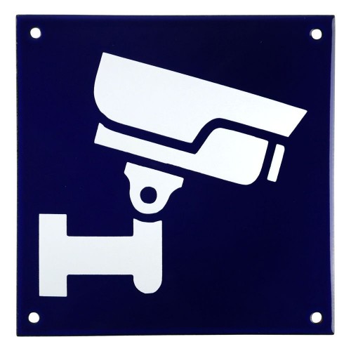 Emaljskylt CCTV Large blå - vit 15 x 15 cm modell 34