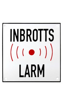 Emaljskylt INBROTTS LARM vit - svart 15 x 15 cm modell 35 Emaljskylt INBROTTS LARM vit - svart 15 x 15 cm modell 35