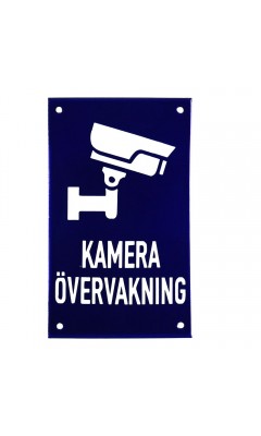 Emaljskylt KAMERA ÖVERVAKNING blå - vit 12 x 20 cm modell 34 Emaljskylt KAMERA ÖVERVAKNING blå - vit 12 x 20 cm modell 34