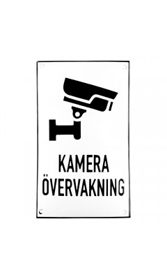 Emaljskylt KAMERA ÖVERVAKNING vit - svart 12 x 20 cm modell 35 Emaljskylt KAMERA ÖVERVAKNING vit - svart 12 x 20 cm modell 35