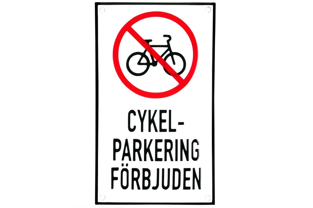 Emaljskylt CYKEL-PARKERING FÖRBJUDEN vit - svart 12 x 20 cm modell 35 Emaljskylt CYKEL-PARKERING FÖRBJUDEN vit - svart 12 x 20 cm modell 35