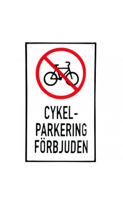 Emaljskylt CYKEL-PARKERING FÖRBJUDEN vit - svart 12 x 20 cm modell 35 Emaljskylt CYKEL-PARKERING FÖRBJUDEN vit - svart 12 x 20 cm modell 35