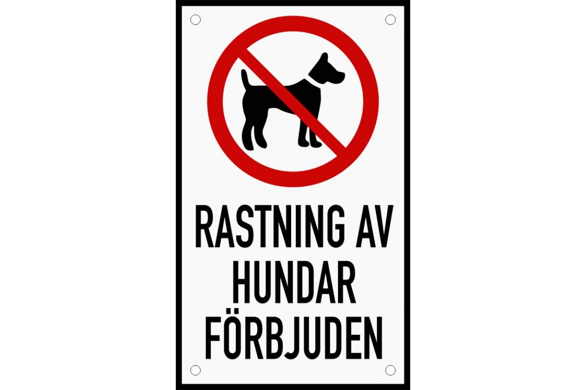 Emaljskylt RASTNING AV HUNDAR FÖRBJUDEN vit - svart 12 x 20 cm modell 35 Emaljskylt RASTNING AV HUNDAR FÖRBJUDEN vit - svart 12 x 20 cm modell 35