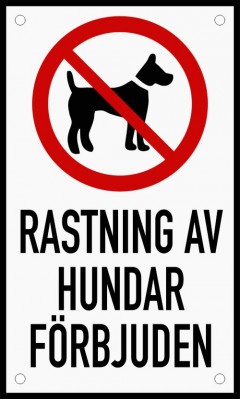 Emaljskylt RASTNING AV HUNDAR FÖRBJUDEN vit - svart 12 x 20 cm modell 35 Emaljskylt RASTNING AV HUNDAR FÖRBJUDEN vit - svart 12 x 20 cm modell 35