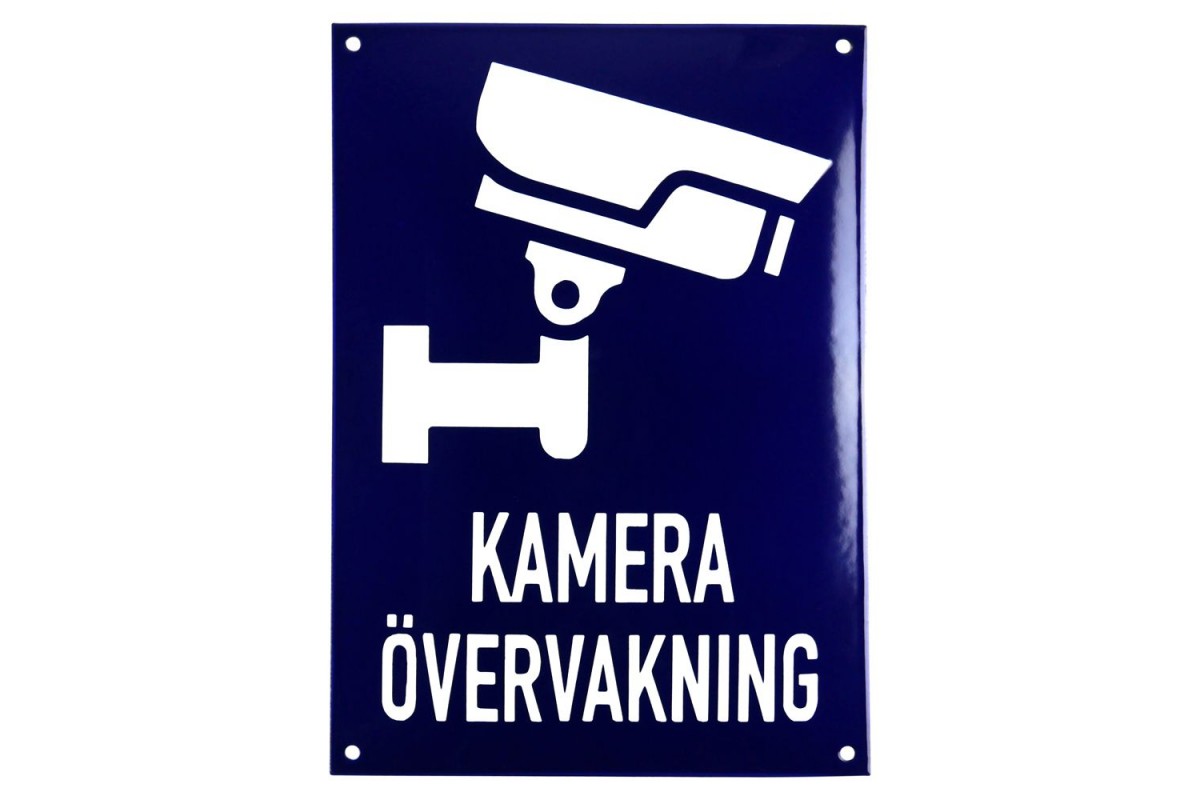 Emaljskylt KAMERA ÖVERVAKNING Large blå - vit 20 x 28 cm modell 34 Emaljskylt KAMERA ÖVERVAKNING Large blå - vit 20 x 28 cm modell 34