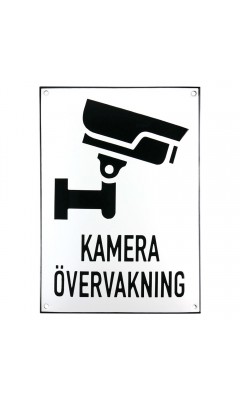 Emaljskylt KAMERA ÖVERVAKNING Large vit - svart 20 x 28 cm modell 35 Emaljskylt KAMERA ÖVERVAKNING Large vit - svart 20 x 28 cm modell 35