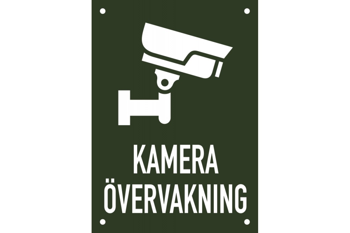 Emaljskylt KAMERA ÖVERVAKNING grön - vit 15 x 21 cm modell 50 Emaljskylt KAMERA ÖVERVAKNING grön - vit 15 x 21 cm modell 50