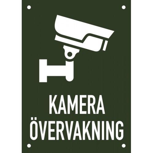 Emaljskylt KAMERA ÖVERVAKNING grön - vit 15 x 21 cm modell 50 Emaljskylt KAMERA ÖVERVAKNING grön - vit 15 x 21 cm modell 50