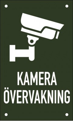 Emaljskylt KAMERA ÖVERVAKNING grön - vit 12 x 20 cm modell 50 Emaljskylt KAMERA ÖVERVAKNING grön - vit 12 x 20 cm modell 50
